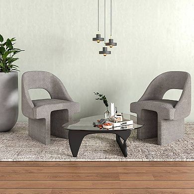 Quell Accent Chair Upholstered in Boucle with Open Back Design Set of 2