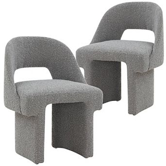 Quell Accent Chair Upholstered in Boucle with Open Back Design Set of 2