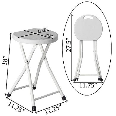 Basicwise Portable Folding Stool with Handle Compact Chair with Non-Slip Feet and Metal Frame, Black
