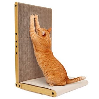 26.8" L-Shaped Wall-Mounted Cat Scratching Post with Soft Pad