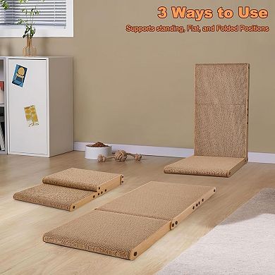 26.8" L-Shaped Wall-Mounted Cat Scratching Post with Soft Pad