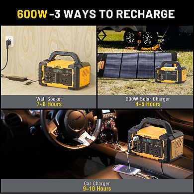 Mondawe 600W Portable Power Station 655.2Wh Solar Generator with AC Outlet for Home Use,Camping