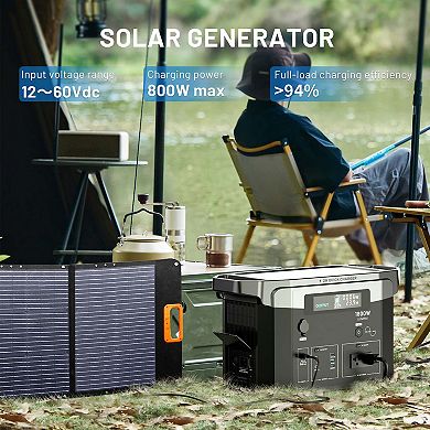 Mondawe Solar Generator, 1800W Power Station Portable Solar Generator for Off-Grid Living, Home Use