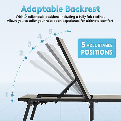 Adjustable Aluminum Folding Lounge Chair with Breathable Waterproof Surface