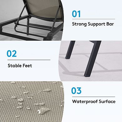 Adjustable Aluminum Folding Lounge Chair with Breathable Waterproof Surface