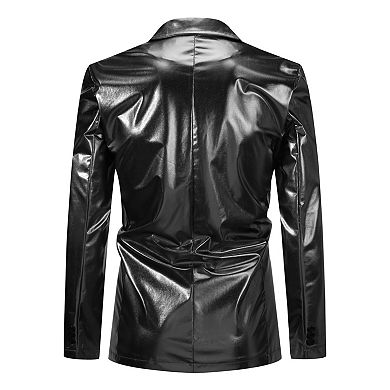 Men’s 2 pc Metallic Suit Slim Fit Shiny Blazer & Pants Party Set