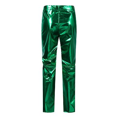 Men’s 2 pc Metallic Suit Slim Fit Shiny Blazer & Pants Party Set