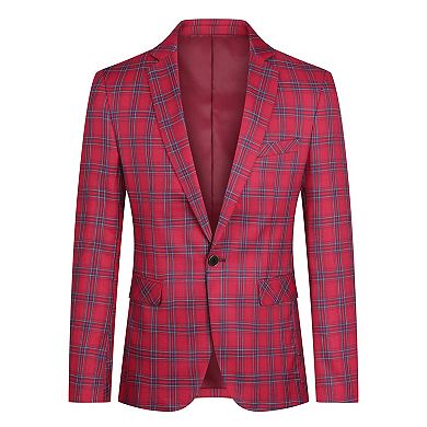 Men’s 2 pc Checkered Suit Slim Fit Formal Plaid Blazer & Pants