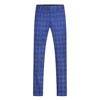 Men’s 2 pc Checkered Suit Slim Fit Formal Plaid Blazer & Pants
