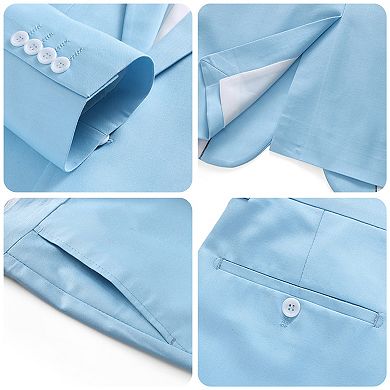Men’s 2 pc Solid Suit Slim Fit Single-Breasted Center Vent Formal Jacket & Pants