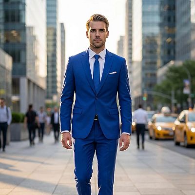Men's 2 pc Solid Suit Slim Fit Single-Breasted Center Vent Formal