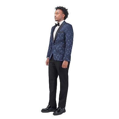 Mens 2 pc Dinner Formal Suit Set 1-Button Slim Fit Jacquard Jacket & Pants