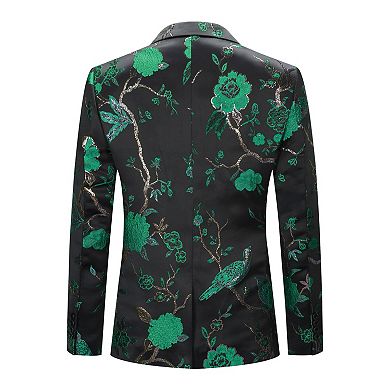 Men’s 2 pc Floral Embroidered Suit Slim Fit One-Button Dinner Jacket & Pants