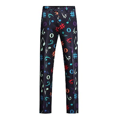 Men’s 2 pc Music Note Print Suit Slim Fit 1-Button Blazer & Pants