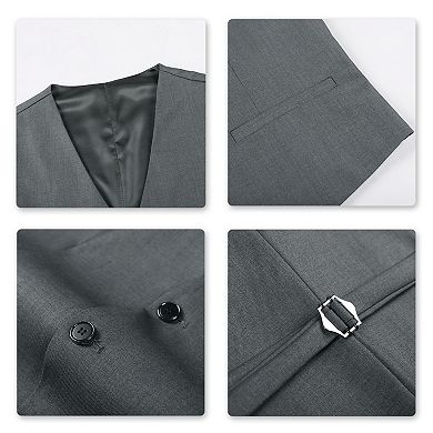 Men’s 3 pc Formal Suit Slim Fit 2-Button Center Vent Jacket, Vest & Pants Set