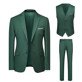 Men’s 3 pc Formal Suit Slim Fit 2-Button Center Vent Jacket, Vest & Pants Set