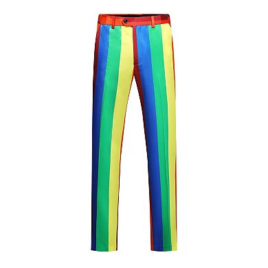 Men’s 2 pc Rainbow Striped Suit Slim Fit 1-Button Blazer & Pants