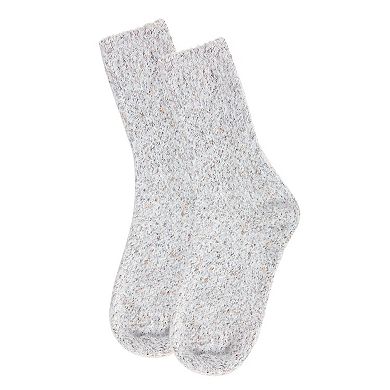Women's Pretty Metallic Glitter Plush Crew Sock