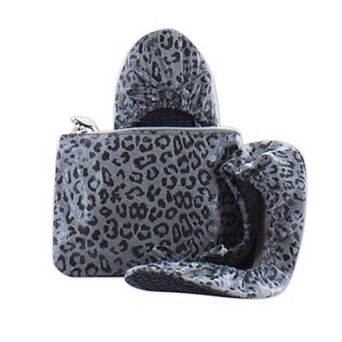 Leopard Print Flip Flat With Case