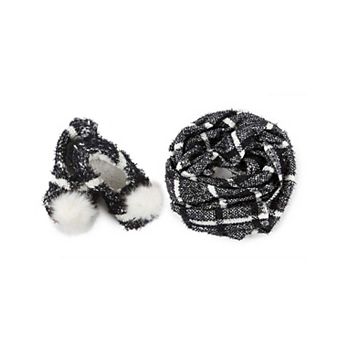 Perfect Plaid Knit Shawl & Plush Lined Slippers