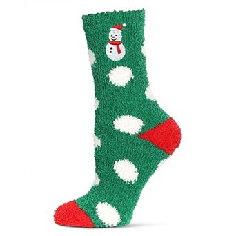 Women's Polka Dot Snowman Embroidery Cozy Socks