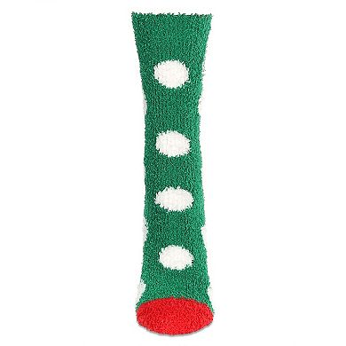 Women's Polka Dot Snowman Embroidery Cozy Socks
