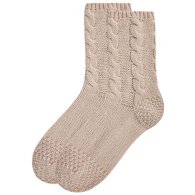 Women's Thick Cable Sweater Knit Cozy Soft Crew Sock