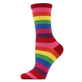 Women's Colors Of The Rainbow Bright Stripe Crew Sock