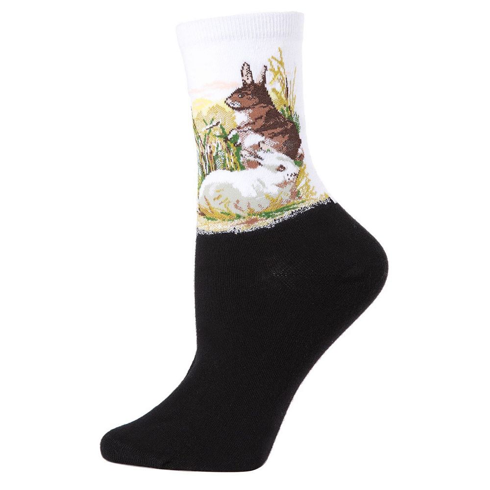 Women's Rabbit Limited Edition Art Cotton Blend Crew Sock