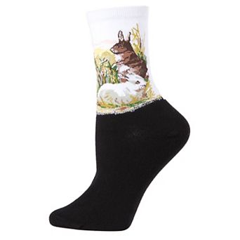 Women's Rabbit Limited Edition Art Cotton Blend Crew Sock
