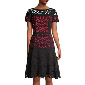 Women's Focus By Shani Laser Cut Fit & Flare Dress