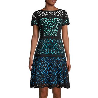 Women's Focus By Shani Laser Cut Fit & Flare Dress