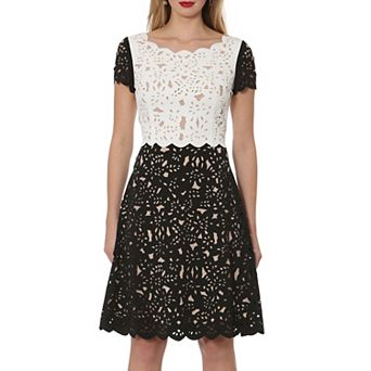 Women's Focus By Shani Colorblock Laser Cut Dress