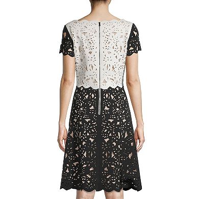 Women's Focus By Shani Colorblock Laser Cut Dress