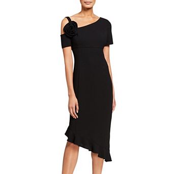 Women's Focus By Shani Floral Asymmetrical Dress with Ruffle Hem