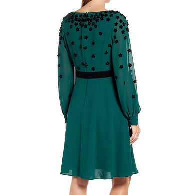Women's Focus By Shani Surplice Neckline Fit & Flare Georgette Dress