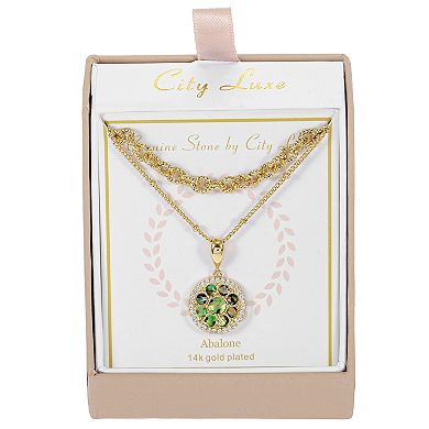 City Luxe Gold Tone Abalone Necklace
