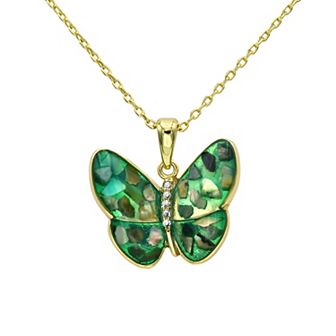 City Luxe Gold Tone Abalone Butterfly Necklace