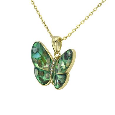 City Luxe Gold Tone Abalone Butterfly Necklace