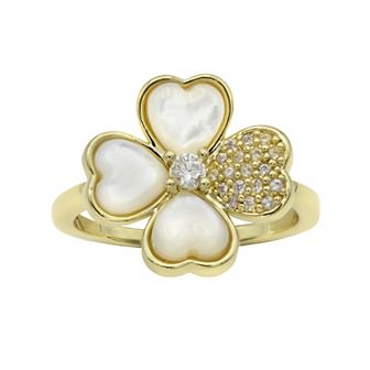 City Luxe Gold Tone Mother-of-Pearl Flower Ring