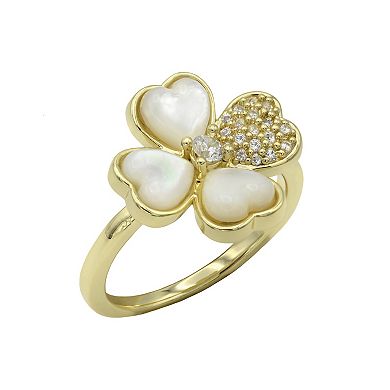 City Luxe Gold Tone Mother-of-Pearl Flower Ring