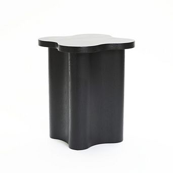 LuxenHome Black Modern Cloverleaf MDF Wood Side Table