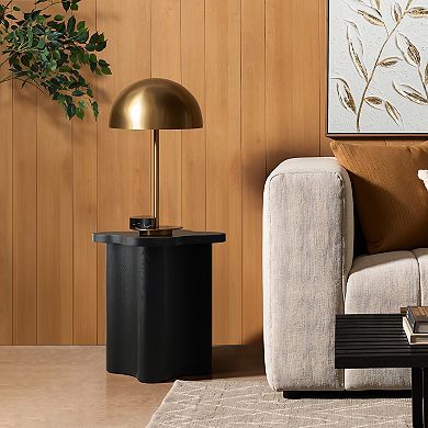 LuxenHome Black Modern Cloverleaf MDF Wood Side Table