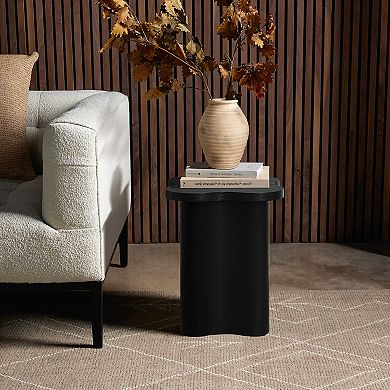 LuxenHome Black Modern Cloverleaf MDF Wood Side Table