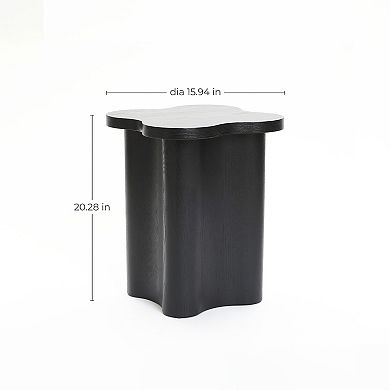 LuxenHome Black Modern Cloverleaf MDF Wood Side Table