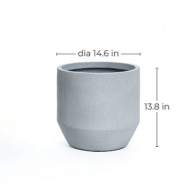 LuxenHome Minimalistic Modern Gray Round Tapered MgO Planter