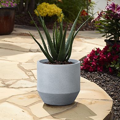 LuxenHome Minimalistic Modern Gray Round Tapered MgO Planter