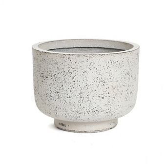 LuxenHome Rustic White with Gray Round MgO Planter