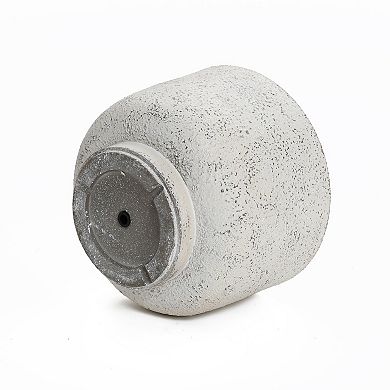 LuxenHome Rustic White with Gray Round MgO Planter