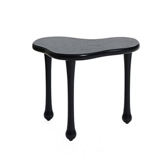 LuxenHome Black Wood Irregular Shape 19.9-Inch Tall Side Table
